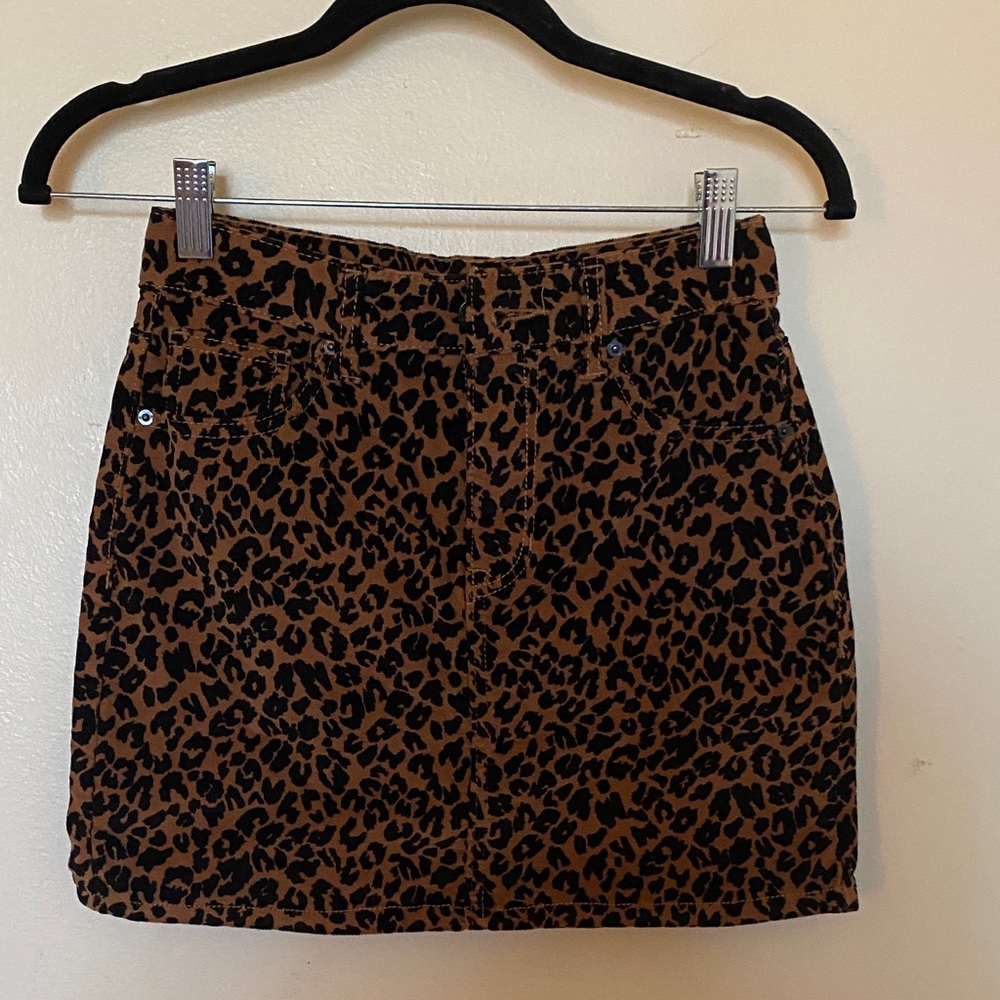 Vanilla Star Brown Animal Print Mini Skirt